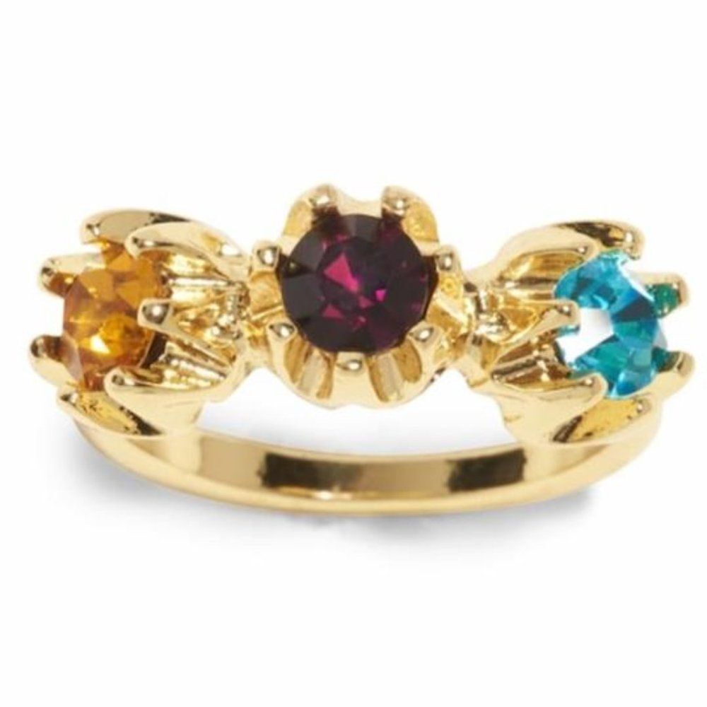 Banana Republic Roots of BR 3 Gem Ring Sz 5 AND 8 NWT 48 Rainbow